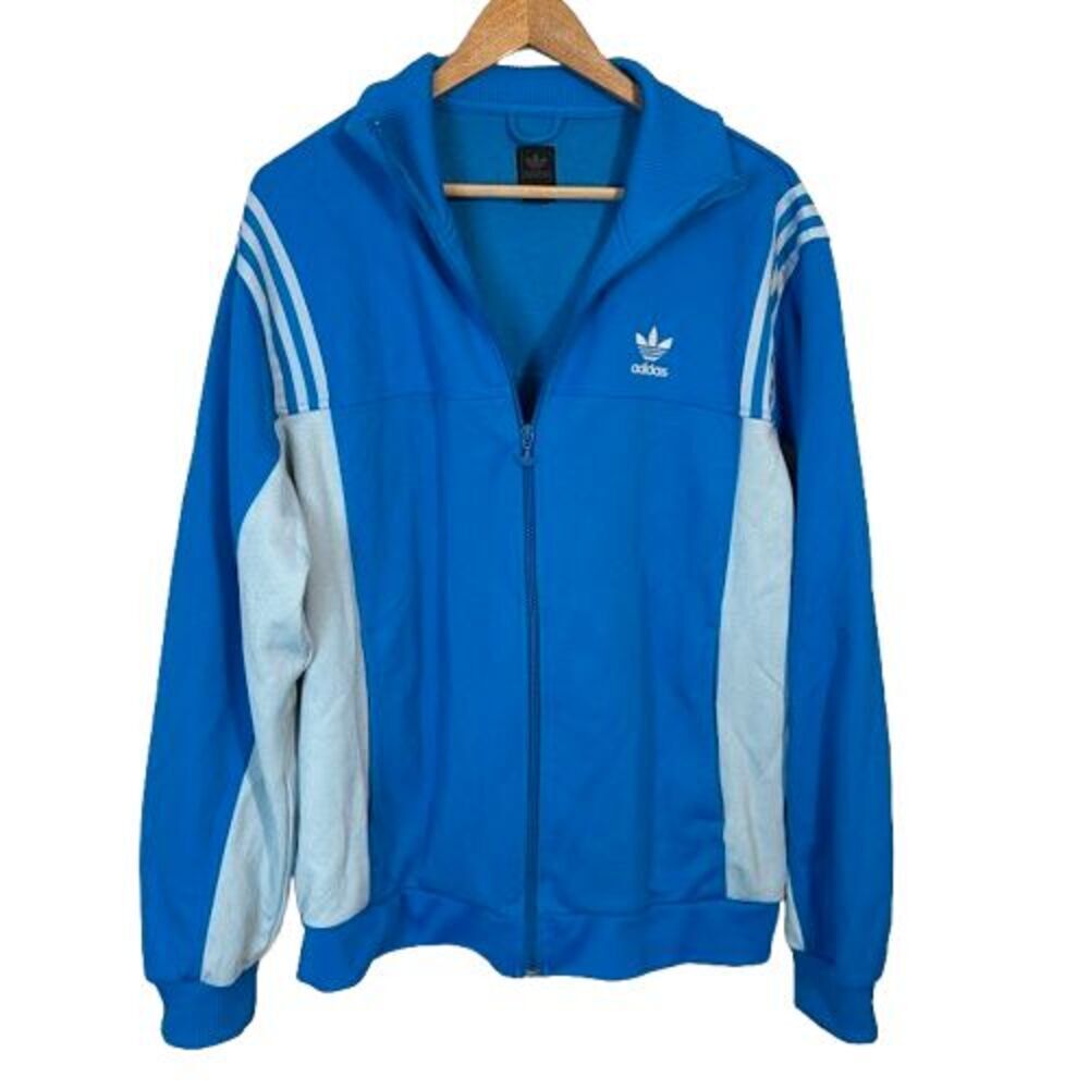 VTG Y2K Adidas Trefoil Track Jacket Mens L Blue 3 Stripe Full Zip 2005